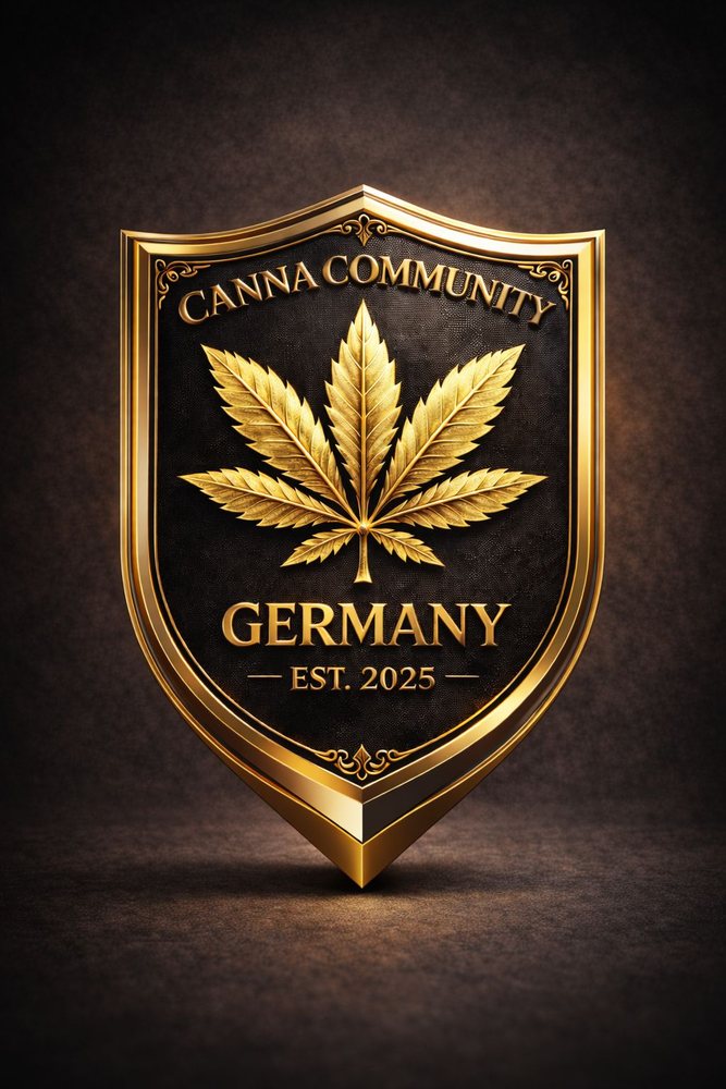 Canna Community Wappen als goldenes 3D-Schild